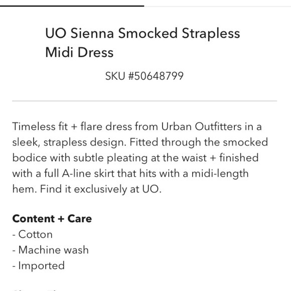 Urban Outfitters Sienna Smocked Strapless Midi Dress - Picture 4 of 5